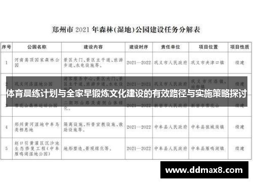 体育晨练计划与全家早锻炼文化建设的有效路径与实施策略探讨